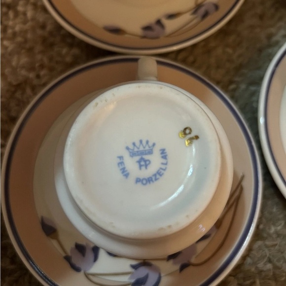 Fena Porzellan Elegant Purple & White Flowers Espresso Cup Set/6 - Picture 11 of 12
